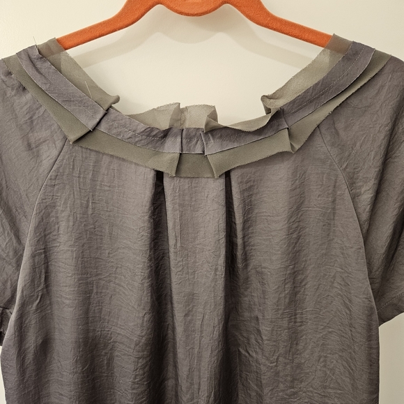 Ann Taylor Loft Gray Sheer Baby Doll Top - NWT - Size XL - Picture 7 of 9